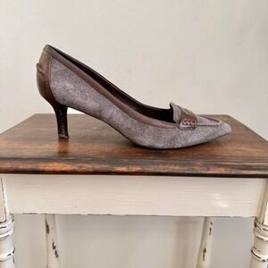 Ralph Lauren gray suede kitten heel size 9.5 chocolate brown pointed